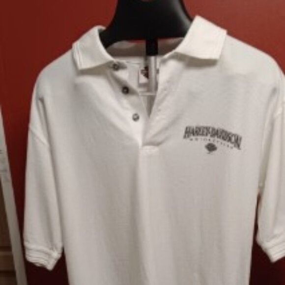 Harley-Davidson Other - Harley Davidson Polo Mens L 3-Button Cream Short Sleeve Shirt - EUC